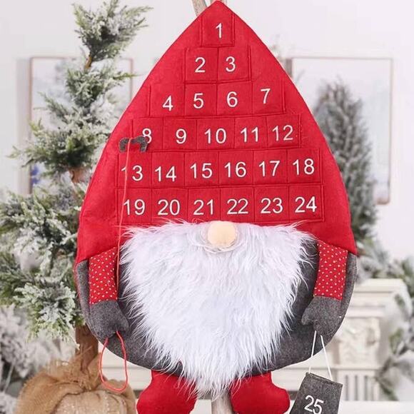 Santa Claus 3D Felt Hanging Advent Countdown Calendar Red - Picture 2 of 6